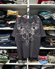 Threebooy 2000s affliction new Style Street Hip Hop Clothing couple T Shirt Gothic Skull Cross Print Fashion Knight Graphic Men T-shirt