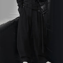Threebooy Mens Suede Ribbon Casual Pants Spring Streetwear Fashion Youth Campus Luxury Old Money Men Wide Leg Pants Men'S Wear 2025 New