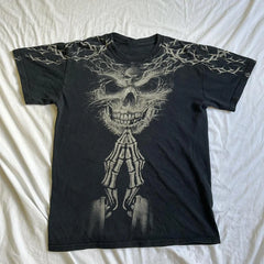 Threebooy 2000s Cyber Grunge Graphic T-shirt Y2K Star Skull Print Short Sleeve Tees Japanese Emo Vintage E girl Gothic T shirt Women Men