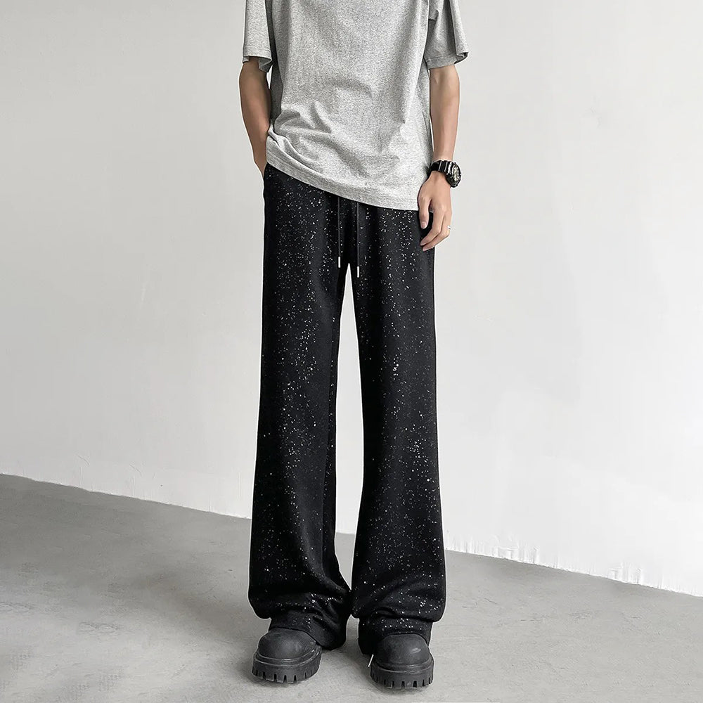 Threebooy Mens Trousers Starry Casual Pants Spring Autumn Streetwear Fashion Youth Campus Trend Wide-Leg Pants Male Men'S Clothing 2025