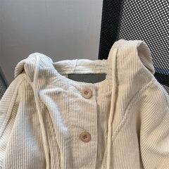 Threebooy Japan Style Oversized Corduroy Hoodie Men Women Long Sleeved Loose Hooded Coats Fall Trendy Lazy Fat Unisex Tops Sweatshirt