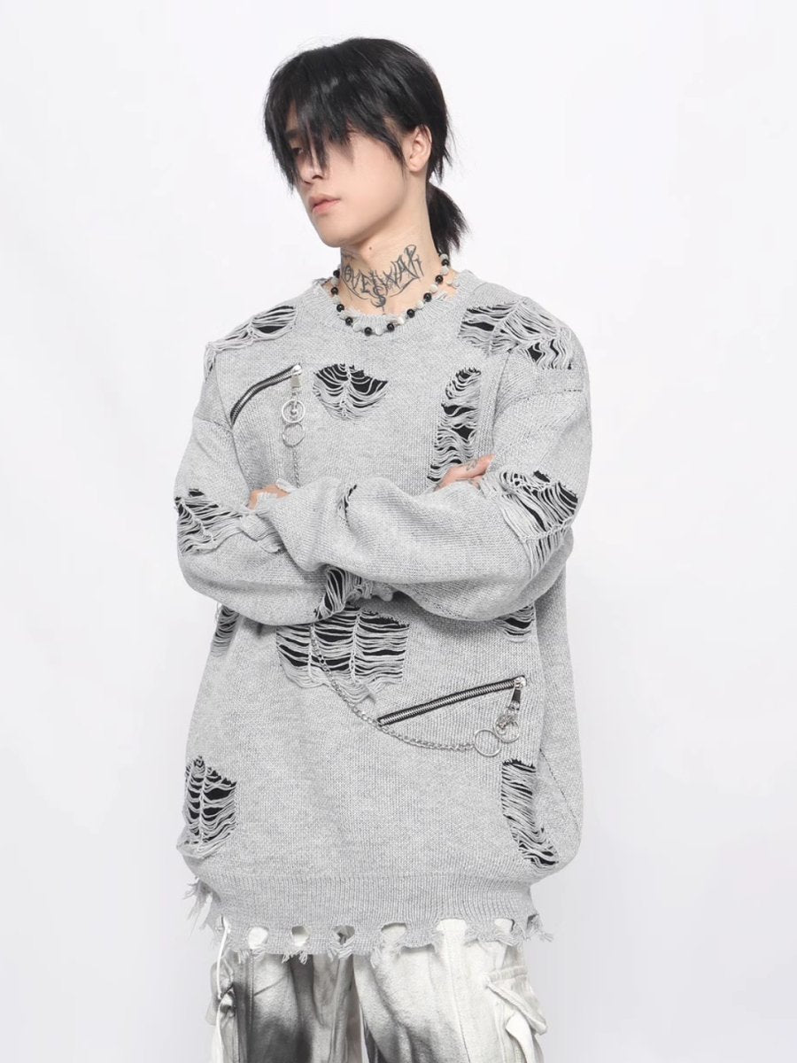 Threebooy [Mz] cut holes design knit na1548