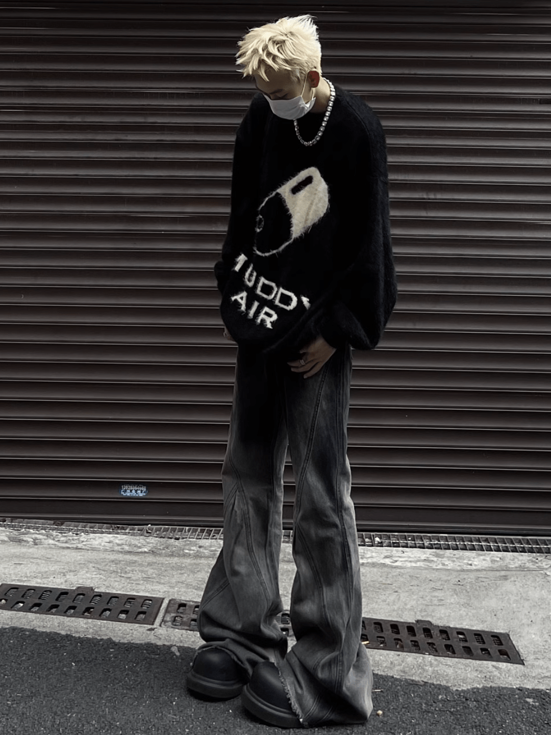 Threebooy print design imitation mink knit sweater na693