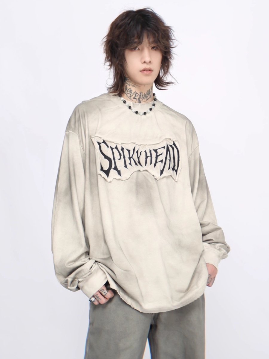 Threebooy 【Mz】washed long-sleeved T-shirt na1381