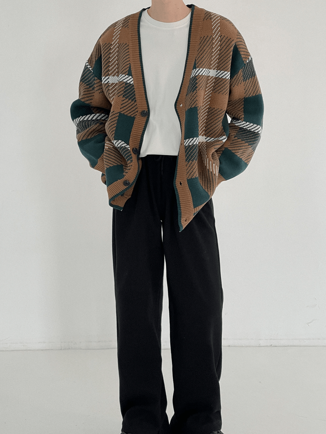 Threebooy [DAZIONSED] Retro Border Cardigan na73