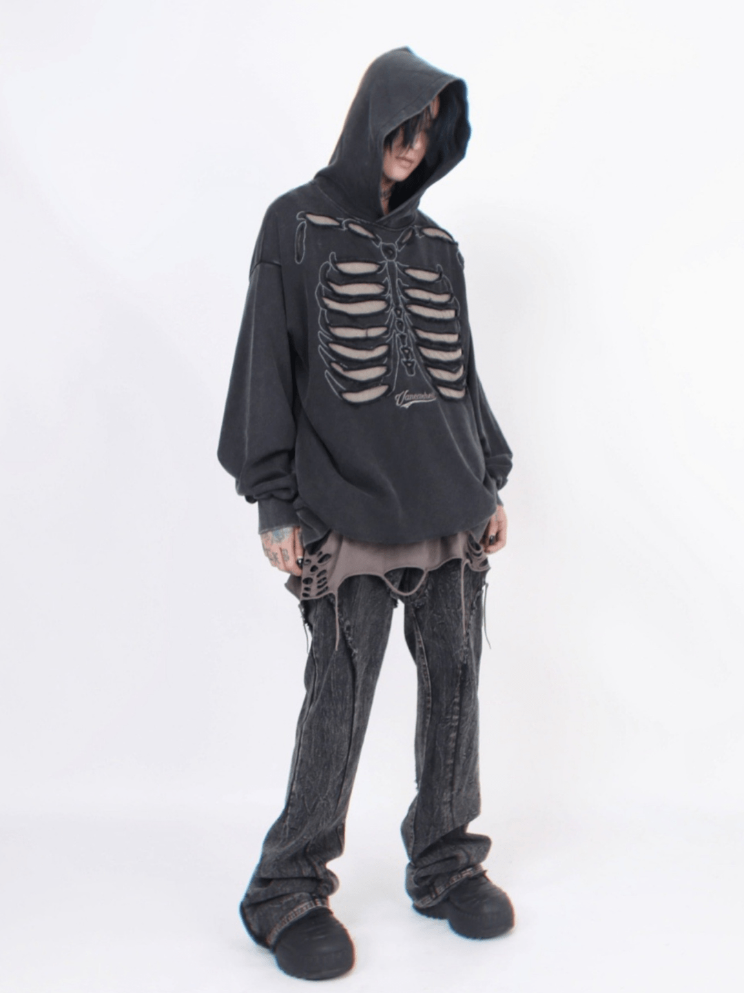 Threebooy skeleton design niche high street hooded na648