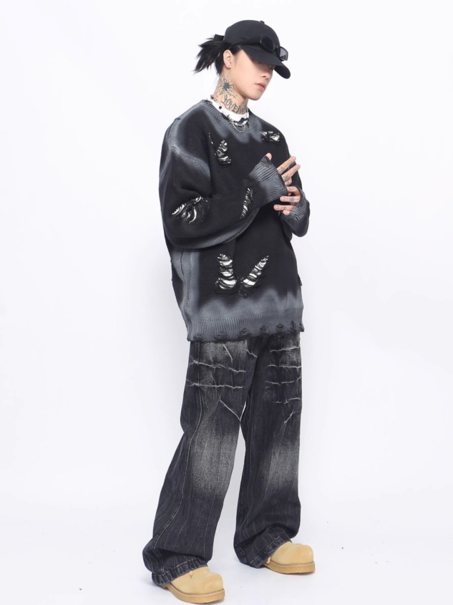 Threebooy 【Mz】Niche design hole knit na1546