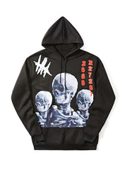 Threebooy Men's Skull Graphic Black Pullover Hoodie