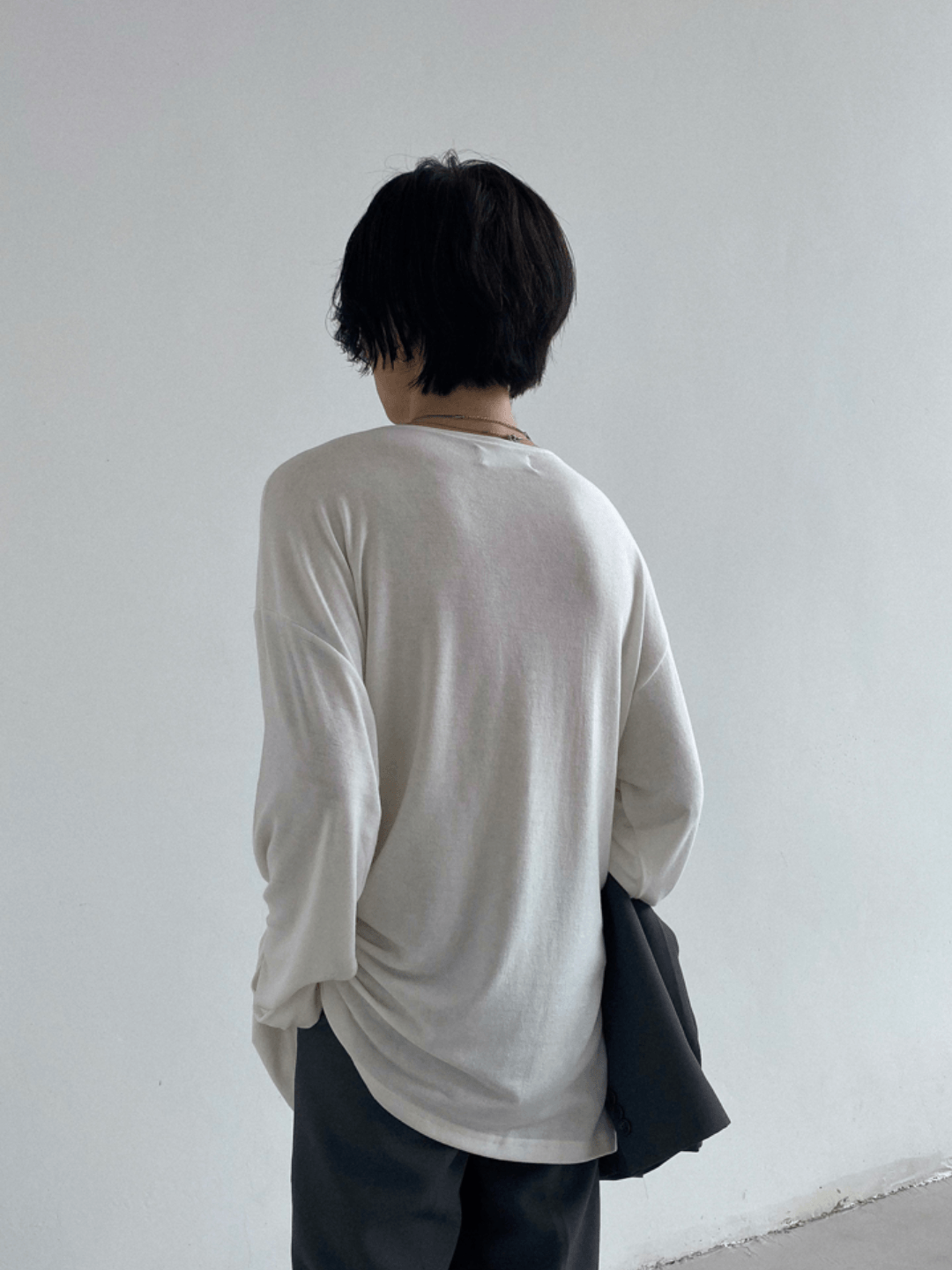 Threebooy [GENESISBOY] Wool feel fabric high T-shirt NA303