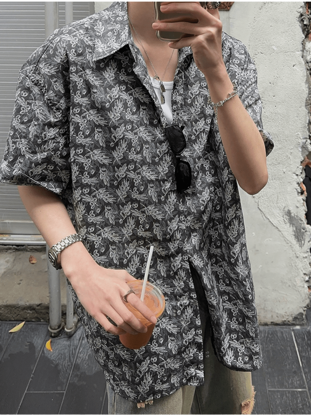 Threebooy [JH HOMME] loose short-sleeved shirt na1316
