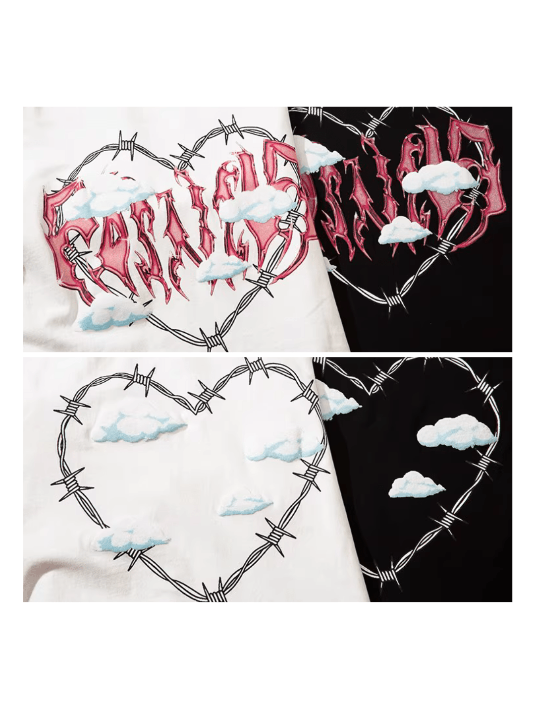 Threebooy [XPKAEAX] dark love printed long-sleeved T-shirt na639