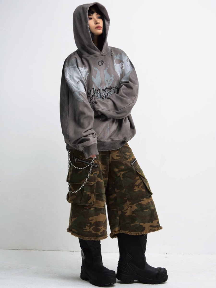 Threebooy [PEOPLESTYLE] Aged Loose Hoodie na1654