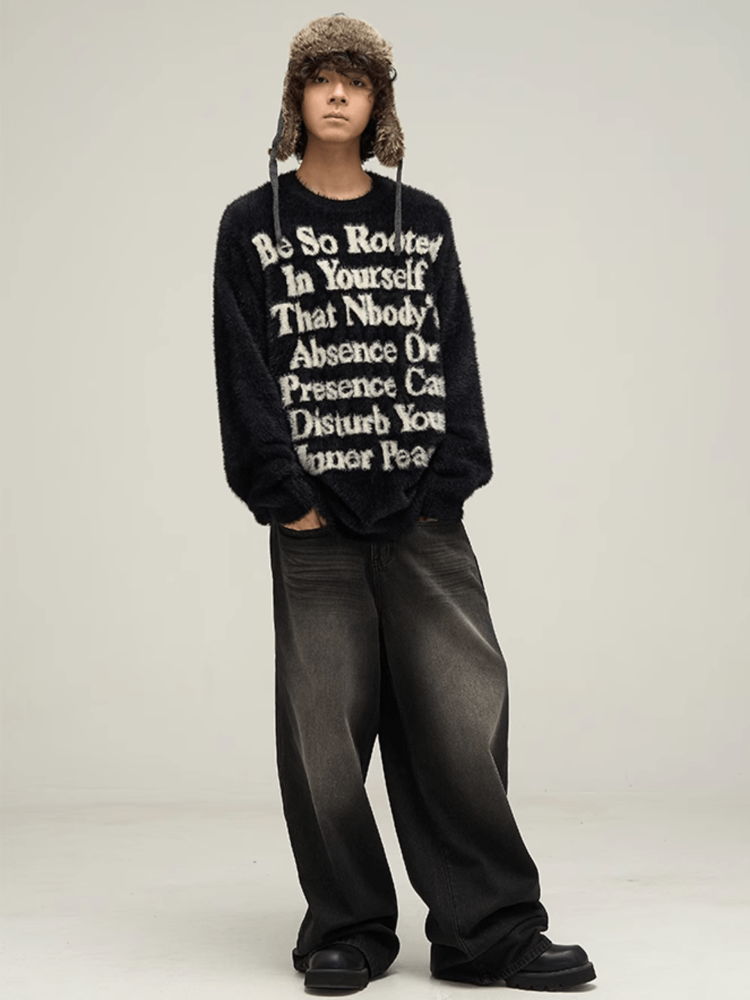 Threebooy [motherfucker] lazy wind round neck knit sweater na709