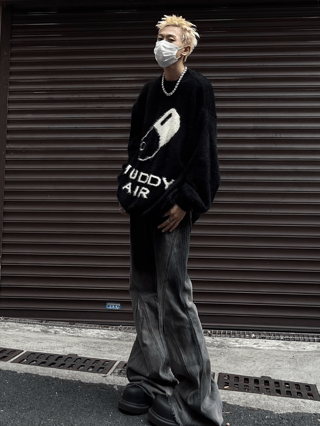 Threebooy print design imitation mink knit sweater na693
