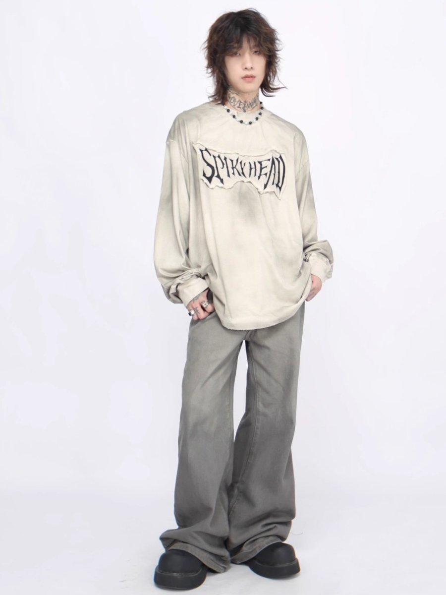Threebooy 【Mz】washed long-sleeved T-shirt na1381