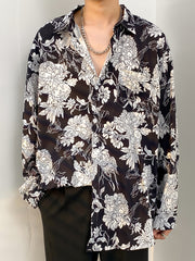 Threebooy National Tide Style Beach Holiday Style Floral Shirt Long Sleeves, Suitable for All Seasons, Suitable for City Walks, Street Outdoor Activities, Casual Outings, Parties, Beaches, Anniversaries, And Gifts