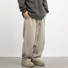 Threebooy Mens Twill Basic Casual Straight Pants Genderless Japanese Fashion Trend Simple Solid Color Comfortable Loose Trousers Unisex