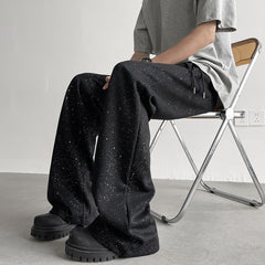 Threebooy Mens Trousers Starry Casual Pants Spring Autumn Streetwear Fashion Youth Campus Trend Wide-Leg Pants Male Men'S Clothing 2025