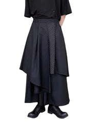 Threebooy Japan Style Mens Irregular Pants Trendy Ins Wind Ribbon Swordsman Skirt Trousers Spring Summer Fashion Loose Ankle-Length Pants