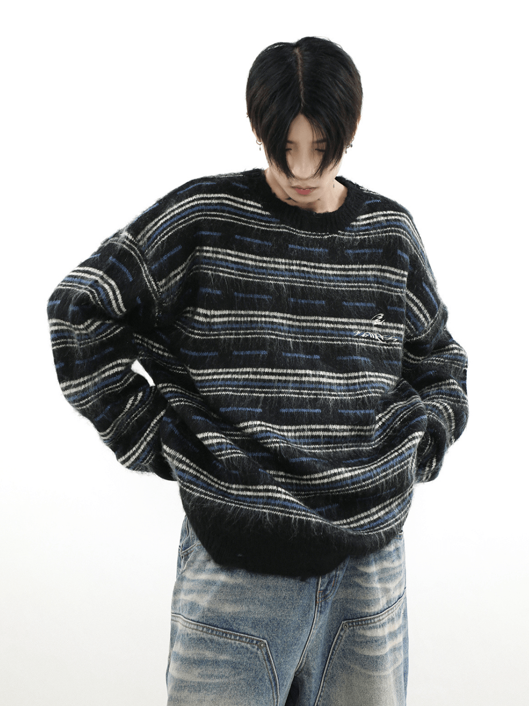 Threebooy [MRNEARLY] advanced sense of round neck sweater na972