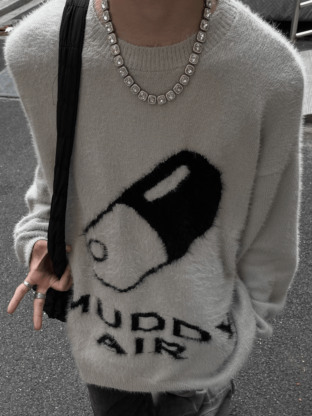 Threebooy print design imitation mink knit sweater na693
