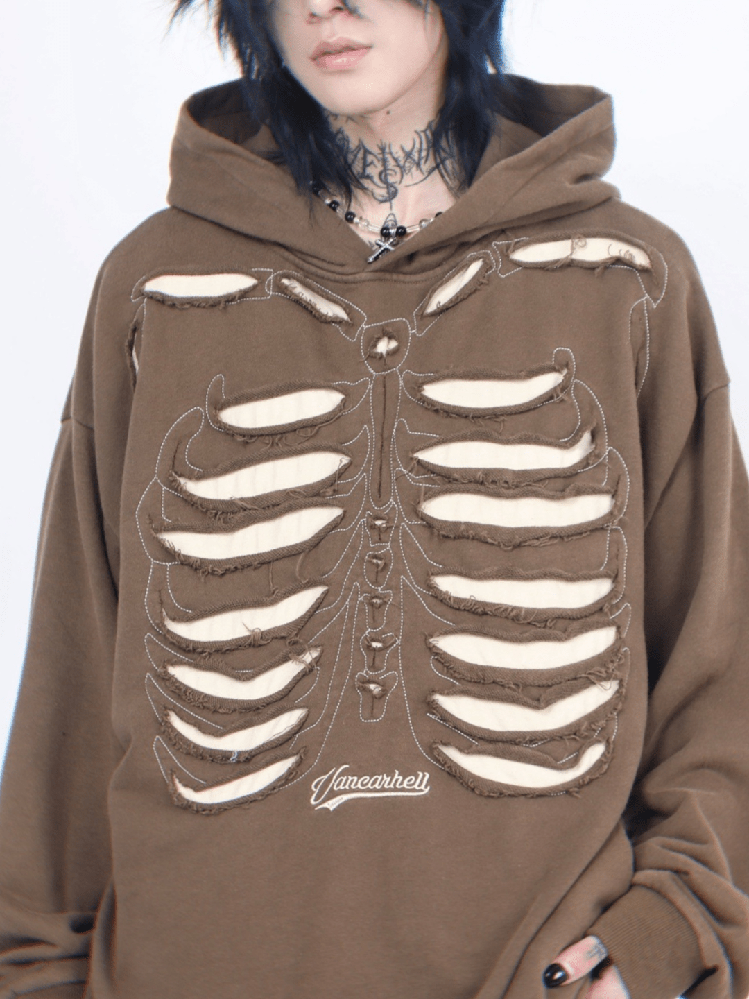 Threebooy skeleton design niche high street hooded na648