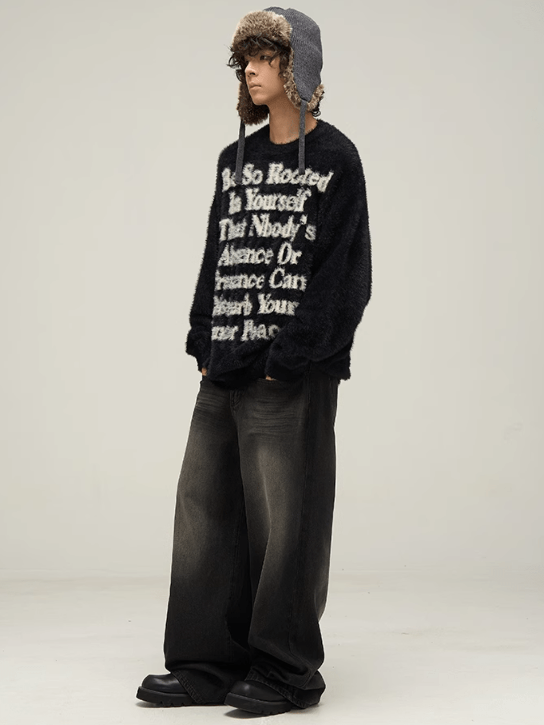 Threebooy [motherfucker] lazy wind round neck knit sweater na709