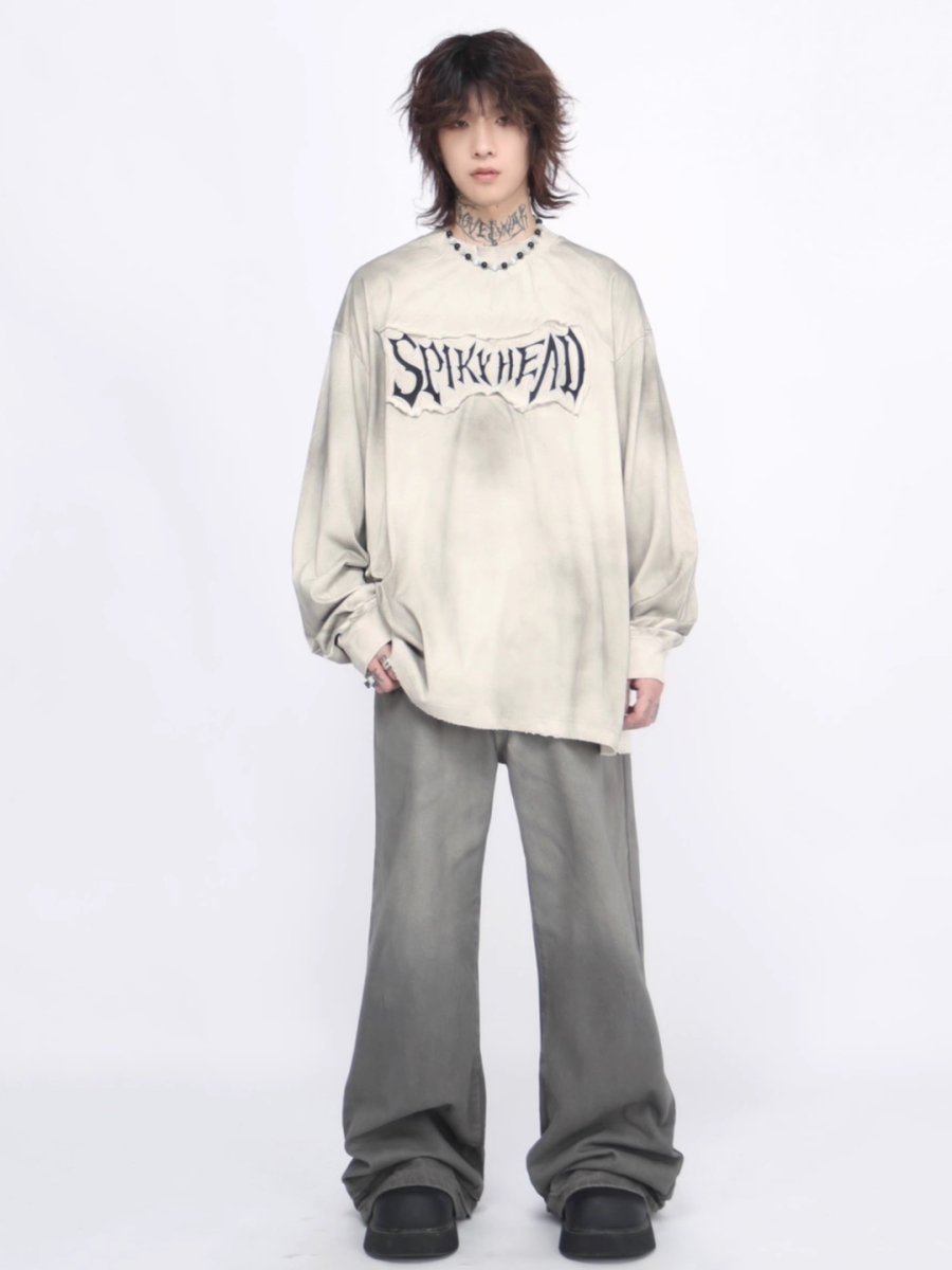 Threebooy 【Mz】washed long-sleeved T-shirt na1381