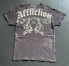 Threebooy 2000s affliction Style Street Hip Hop Clothing couple T Shirt Gothic Skull Cross Print Fashion Knight Graphic Men T shirt