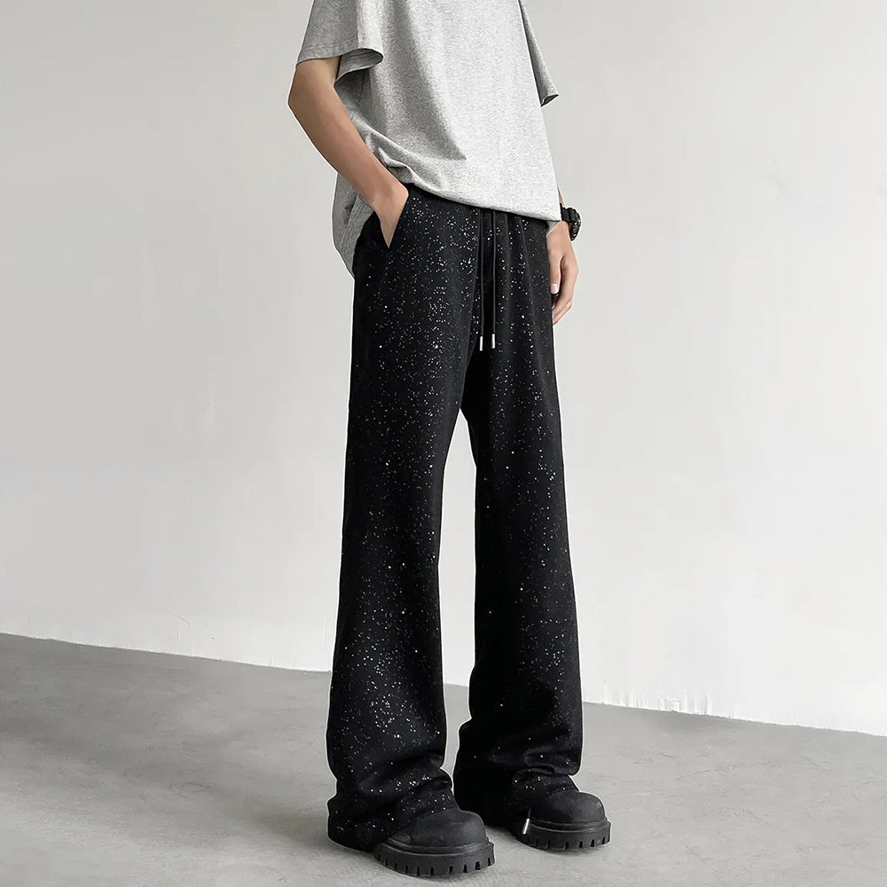 Threebooy Mens Trousers Starry Casual Pants Spring Autumn Streetwear Fashion Youth Campus Trend Wide-Leg Pants Male Men'S Clothing 2025