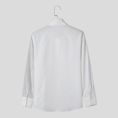 Threebooy 2025 New French Style Shirt For Men Spring Summer Long Sleeve Top With Tie Fashion Mesh Patchwork Banquet Gentleman Shirts