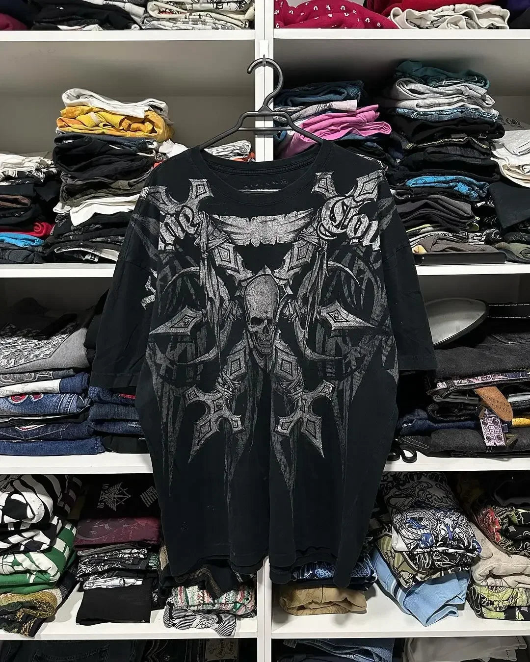 Threebooy 2000s Cyber Grunge Graphic T-shirt Y2K Star Skull Print Short Sleeve Tees Japanese Emo Vintage E girl Gothic T shirt Women Men