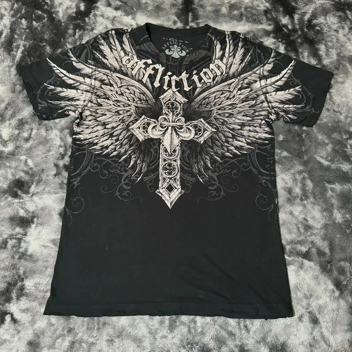 Threebooy 2000s Affliction Khaki Men's Shirt Graphic Print Oversized T-shirt Men's New T-shirt with short sleeves and cotton