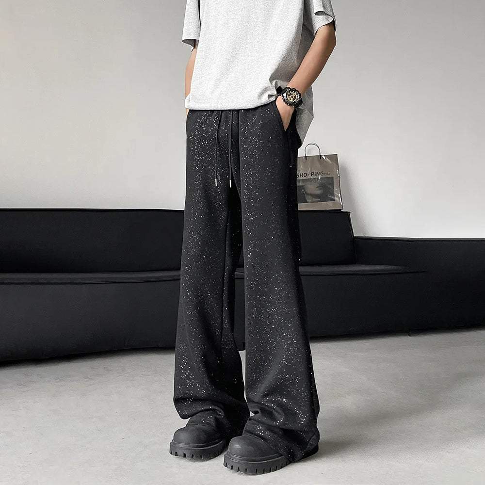 Threebooy Mens Trousers Starry Casual Pants Spring Autumn Streetwear Fashion Youth Campus Trend Wide-Leg Pants Male Men'S Clothing 2025