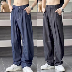 Threebooy Advanced Hanging Thin Jeans Men Casual Loose Curved Knife Pants Summer Fashion High Street Comfortable Denim Trousers Streetwear