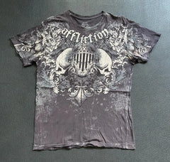 Threebooy 2000s affliction Style Street Hip Hop Clothing couple T Shirt Gothic Skull Cross Print Fashion Knight Graphic Men T shirt