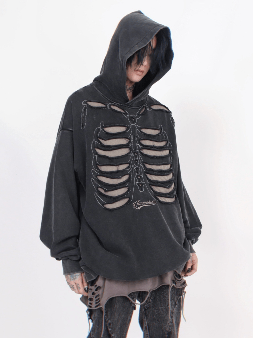 Threebooy skeleton design niche high street hooded na648