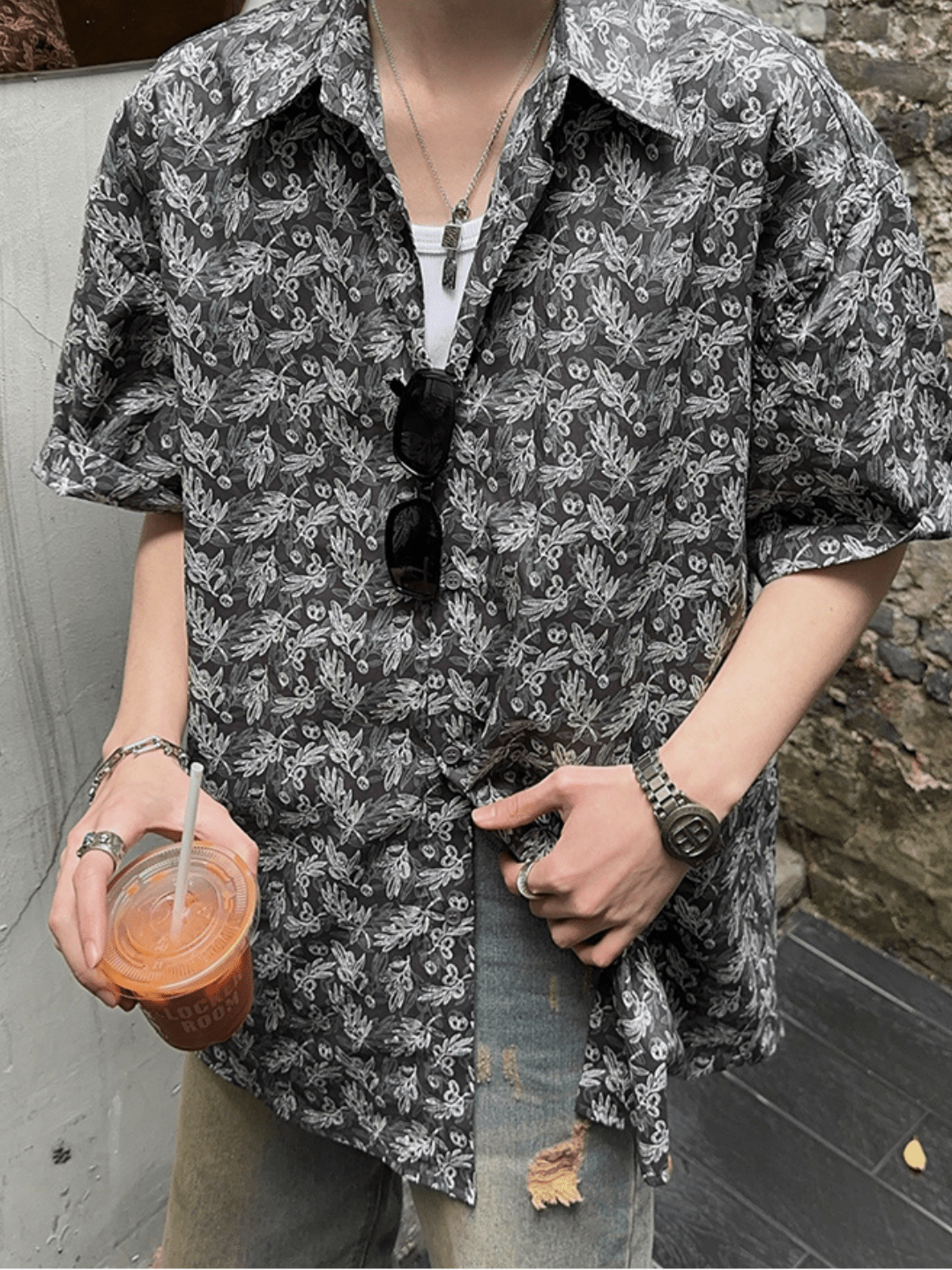 Threebooy [JH HOMME] loose short-sleeved shirt na1316