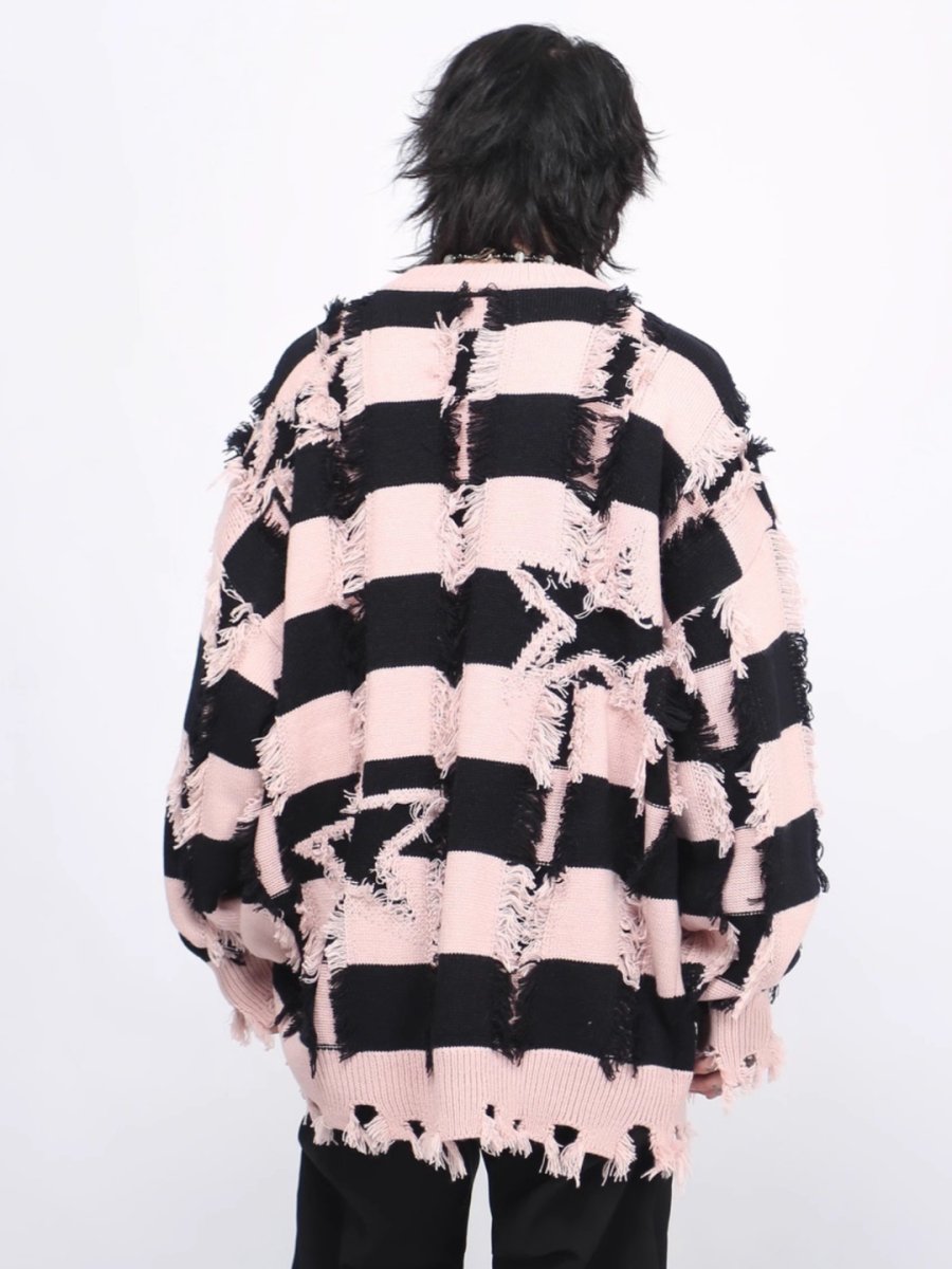 Threebooy [Mz] holes striped casual knitwear na1476