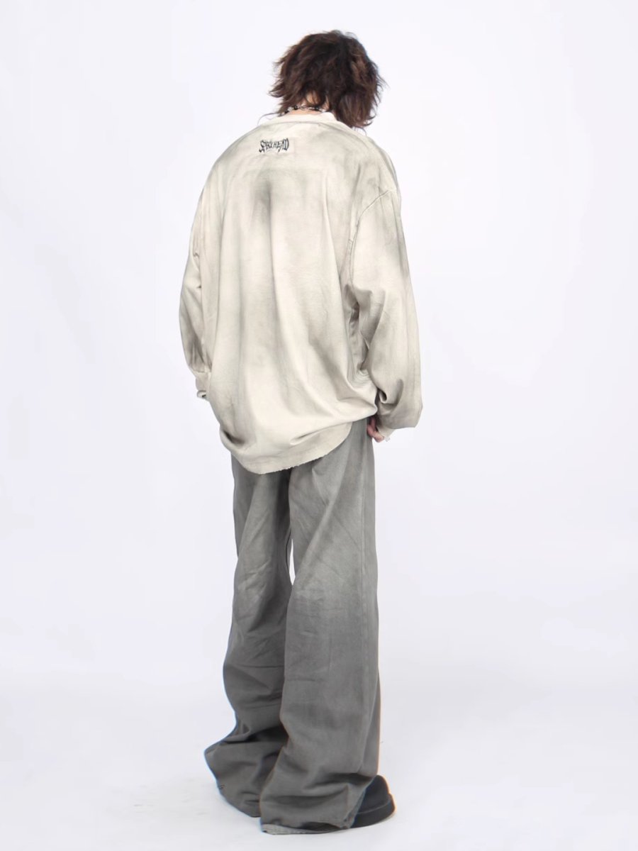 Threebooy 【Mz】washed long-sleeved T-shirt na1381