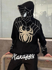 Threebooy Men's Spider Man Styling Print Oversized Hoodie