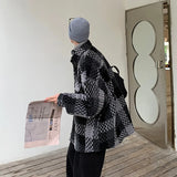 Threebooy Autumn Plaid Jacket Men Fashion Retro Pocket Casual Jacket Men Streetwear Korean Loose Lapel Coat Mens Outerwear M-2XL