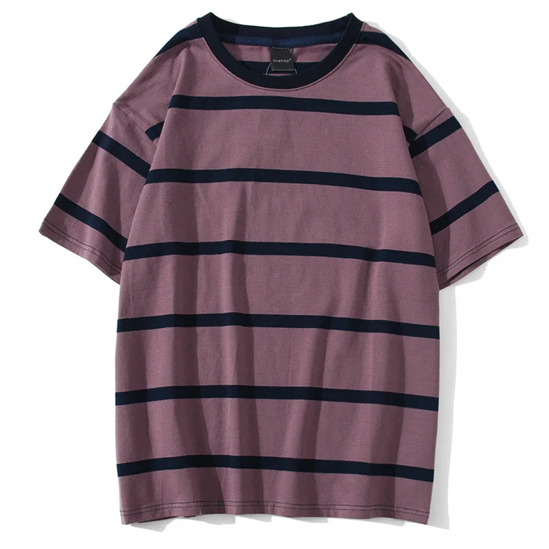 Threebooy  Mew Men T Shirt Color Block Print 3 Color Optional Tee Shirts Simple High Street Basic All Match Cargo Tops Mens Streetwear
