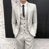Threebooy Striped men's suit 3-Pieces Blazers+Pant Fashion Korean Slim Fit Casual men's tuxedo wedding men suits groom suit men's business