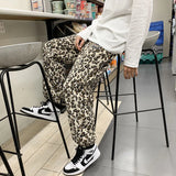 Threebooy Men's Leopard Printing Cargo Baggy Casual Pants Hip Hop Style Trousers Loose Straight Pants Streetwear Sweatpants S-XL