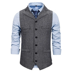 Threebooy Autumn Business Vest Men's Clothing Male Lapel Casual Men Suit Vest With Pockets Vest Outerwear Chaleco Hombre