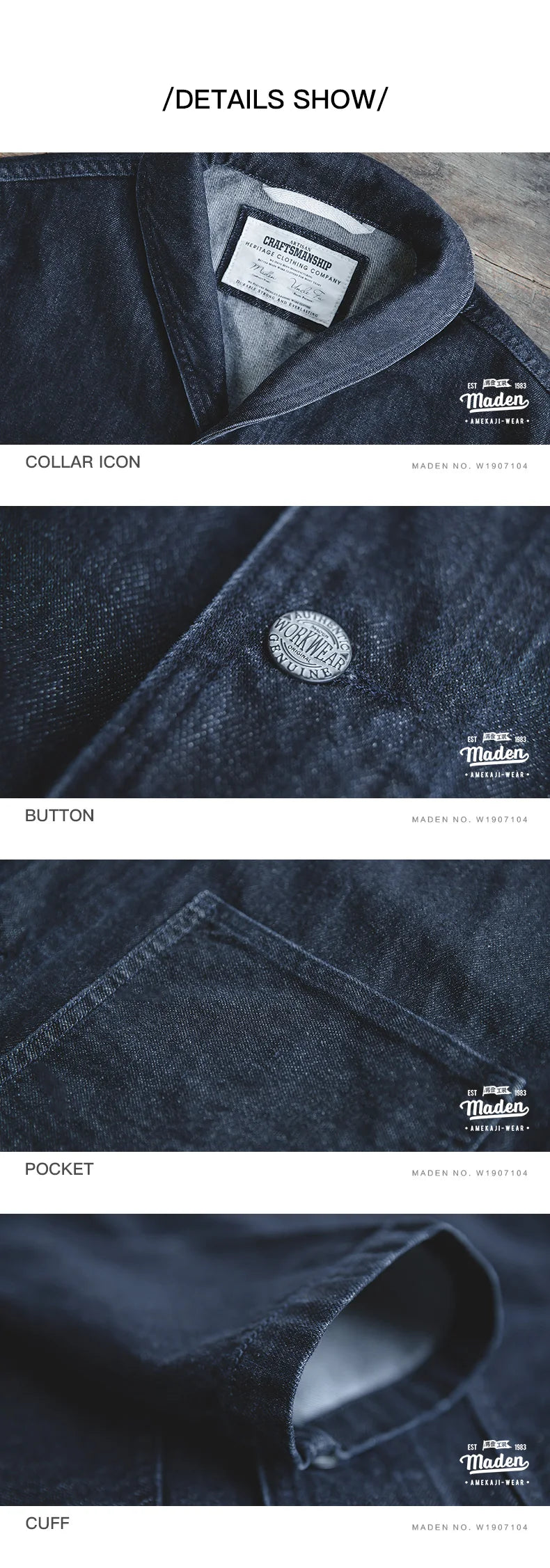 Threebooy Lapel Jeans Jacket 13.5 Oz Multi Pockets Coat Men’s Vintage Deck Workwear Denim Shirts Quality Fashion Clothes For Male
