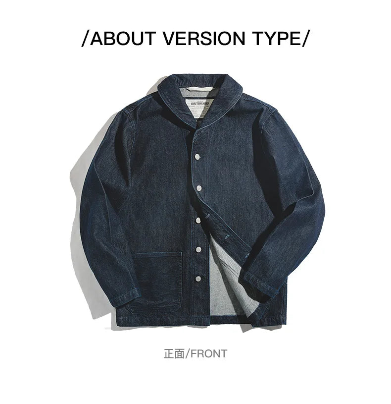 Threebooy Lapel Jeans Jacket 13.5 Oz Multi Pockets Coat Men’s Vintage Deck Workwear Denim Shirts Quality Fashion Clothes For Male