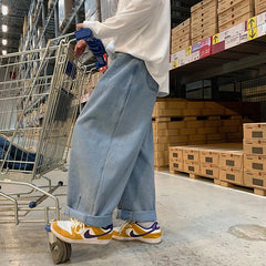 Threebooy Baggy Denim Pant Men Loose Straight Wide Leg Jeans Men's Women's Streetwear Skateboard Hip Hop Casual Trousers Oversized 2XL