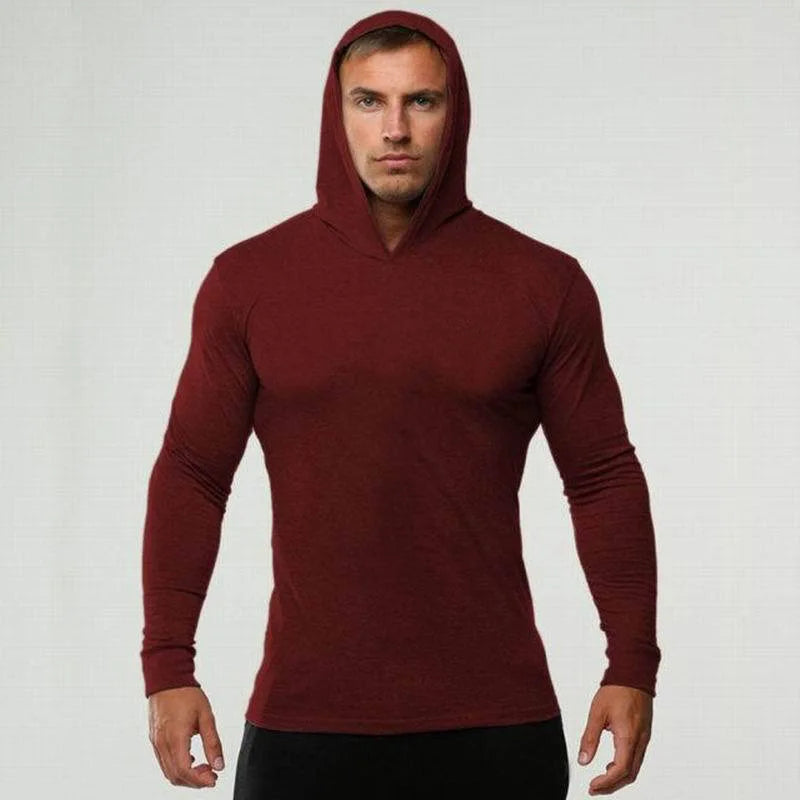 Threebooy New Long Sleeve Shirts Fitness Hoodies Quick Dry Pullover Solid Mens Hooded Clothing  Black Sweatshirt  Men's Clothing